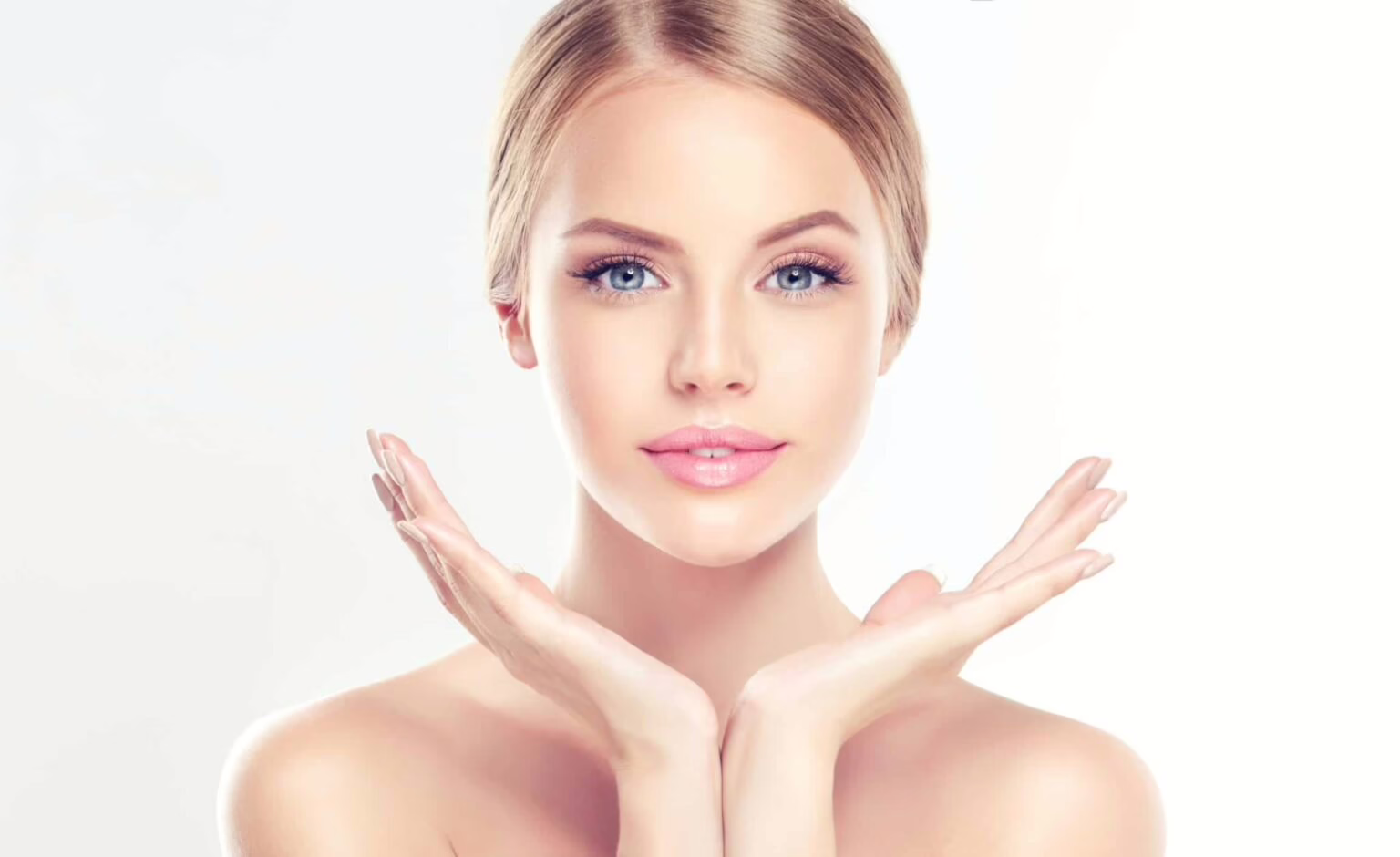 Female patient after receiving dermal fillers